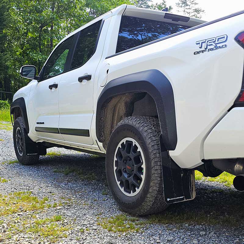RallyArmor | Black UR Mud Flap White Logo - Tacoma 2024-2025