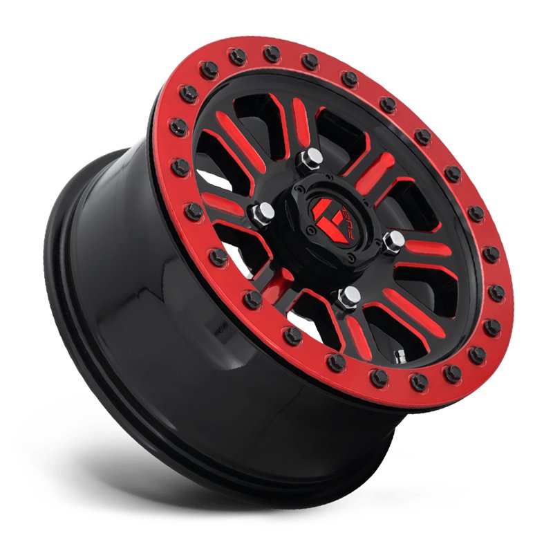 Fuel Off-Road | D911 HARDLINE BEADLOCK 15x10.0 ET25 - GLOSS BLACK RED TINTED CLEAR