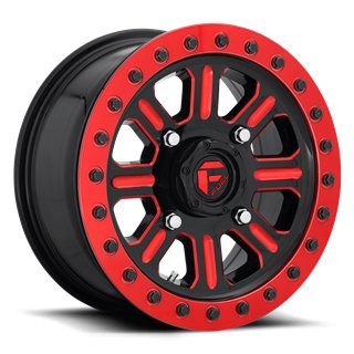 Fuel Off-Road | D911 HARDLINE BEADLOCK 15x7.0 ET38 - GLOSS BLACK RED TINTED CLEAR