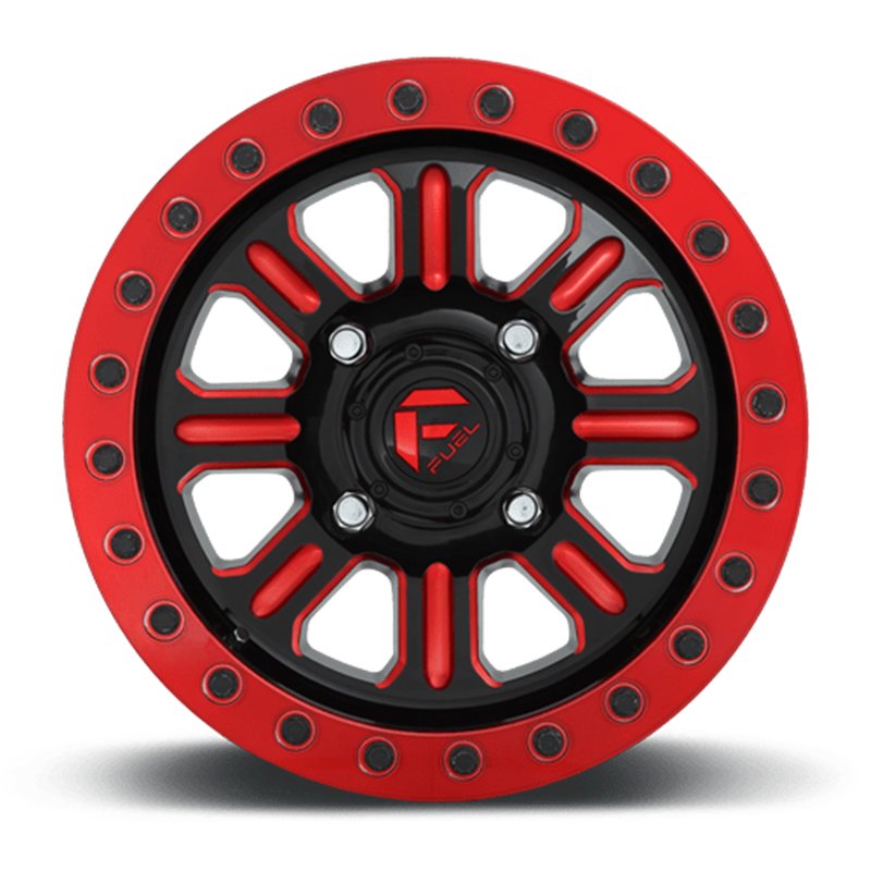 Fuel Off-Road | D911 HARDLINE BEADLOCK 15x7.0 ET38 - GLOSS BLACK RED TINTED CLEAR