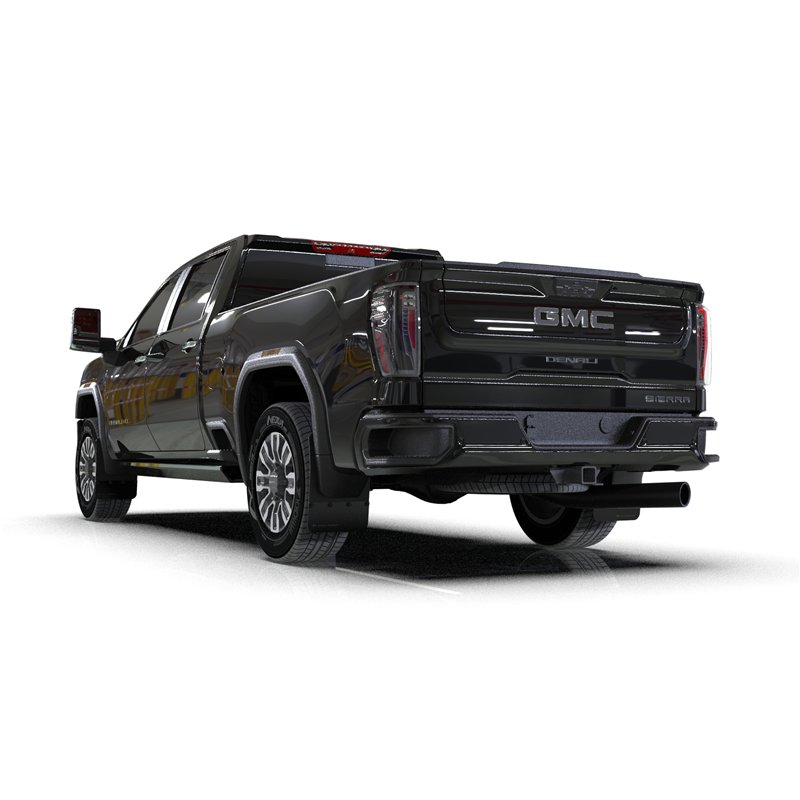 RallyArmor | Black UR Mud Flap Logo Metallic Black - Sierra 2500 / 3500 Denali HD 2020-2025