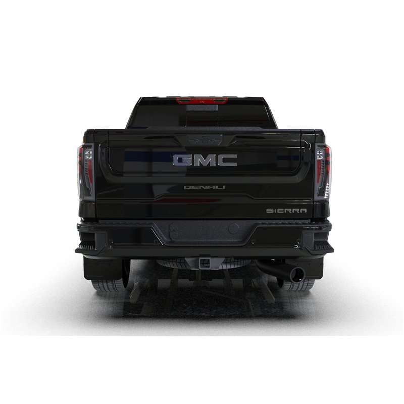 RallyArmor | Black UR Mud Flap Logo Metallic Black - Sierra 2500 / 3500 Denali HD 2020-2025
