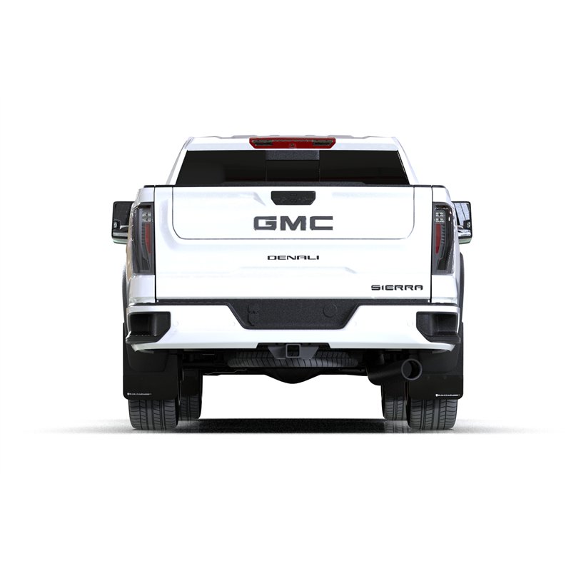 RallyArmor | Black UR Mud Flap Logo White - Sierra 2500 / 3500 Denali HD 2020-2025