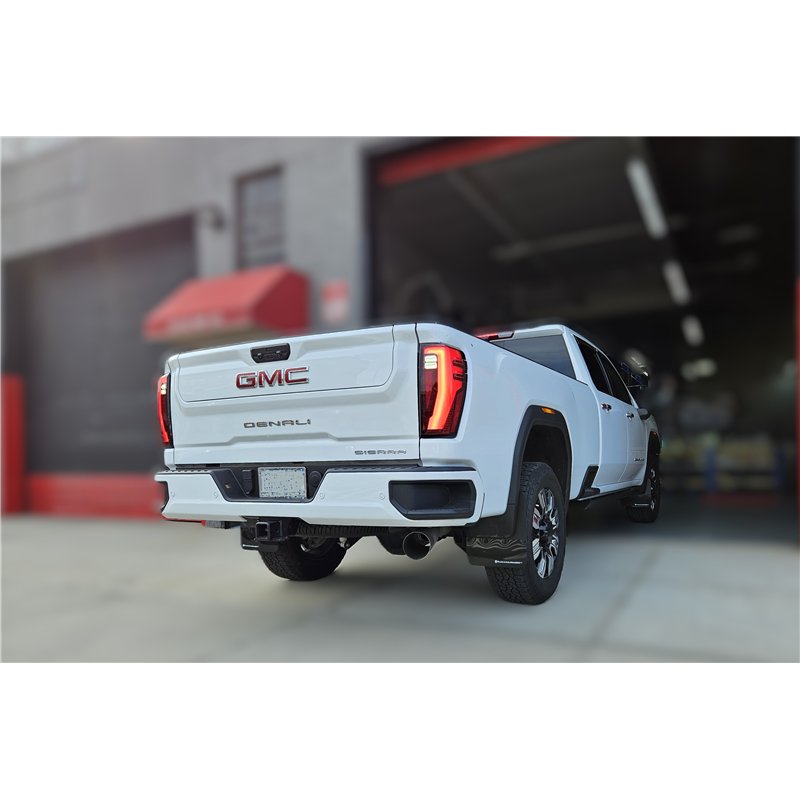 RallyArmor | Black UR Mud Flap Logo White - Sierra 2500 / 3500 Denali HD 2020-2025