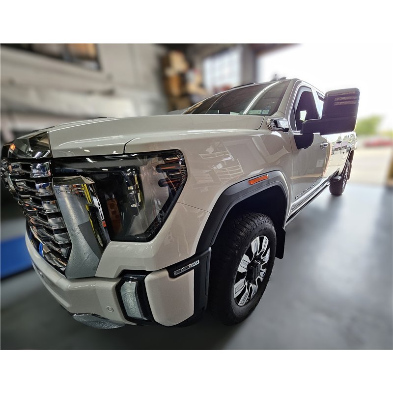 RallyArmor | Black UR Mud Flap Logo White - Sierra 2500 / 3500 Denali HD 2020-2025