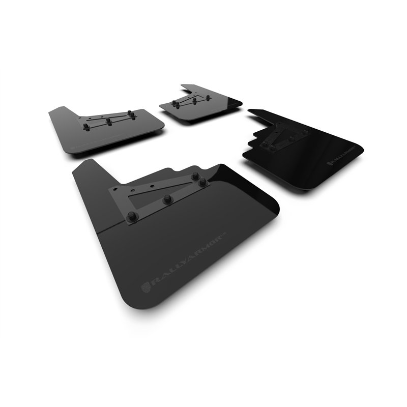 RallyArmor | Black UR Mud Flap Logo Metallic Black - F-150 Gen 14 2021-2025