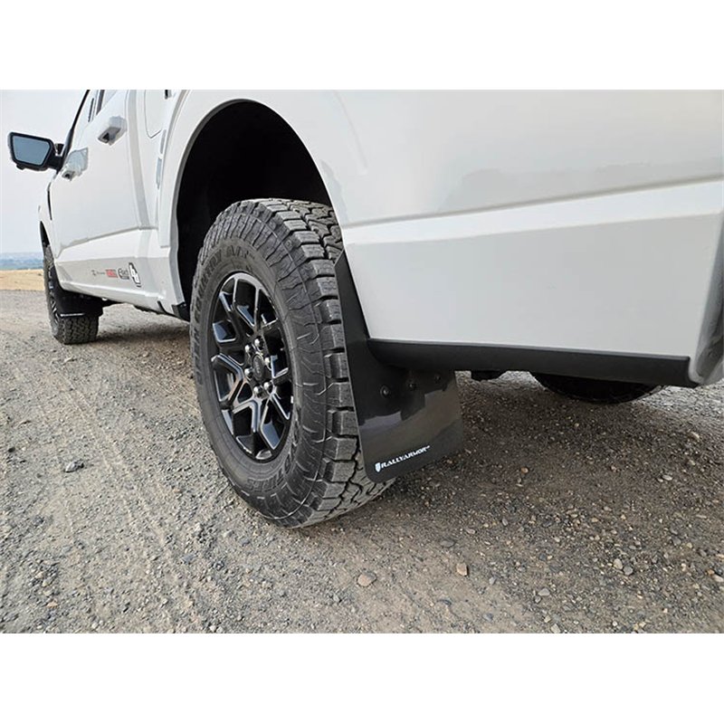RallyArmor | Black UR Mud Flap Logo White - F-150 Gen 14 2021-2025