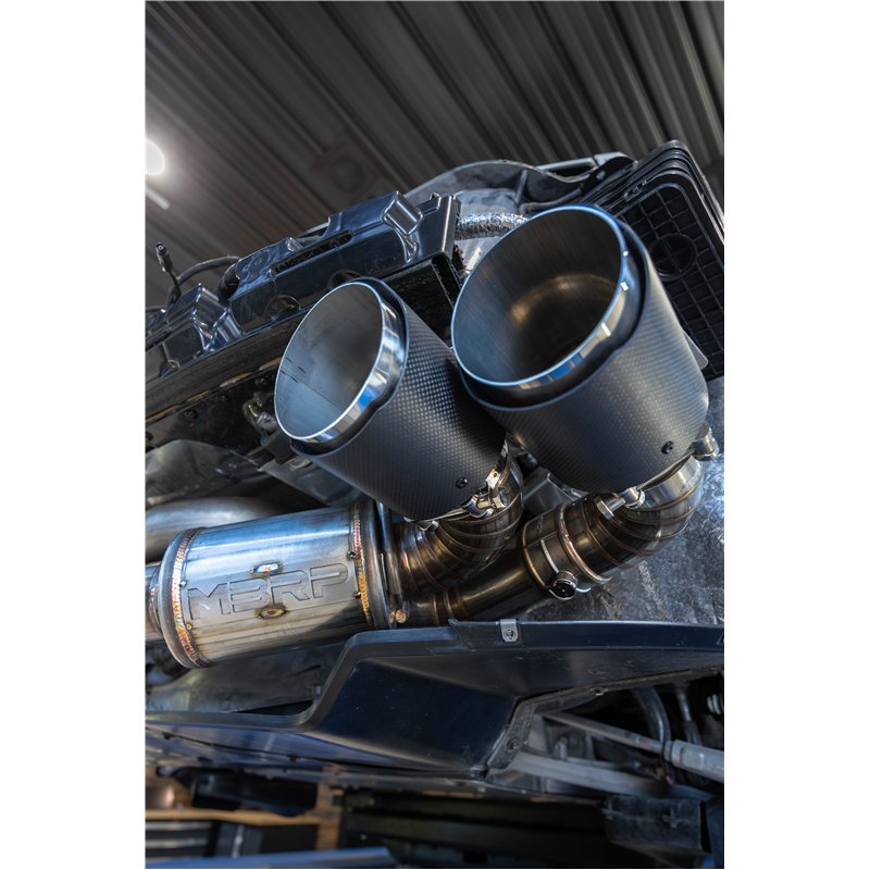 MBRP | 3in Cat-Back, Quad Split Rear Exit, Active, T304 with CF Tips. - Corvette 6.2L 2020-2025