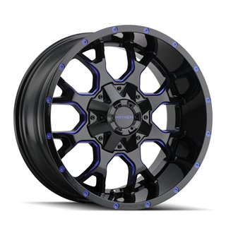 Mayhem | WARRIOR 20x9.0 ET0 - Gloss Black Milled Prism Blue