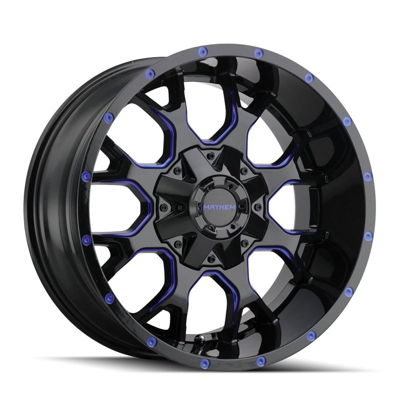 Mayhem | WARRIOR 20x9.0 ET0 - Gloss Black Milled Prism Blue