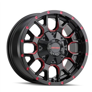 Mayhem | WARRIOR 17x9.0 ET18 - Gloss Black Milled Prism Red