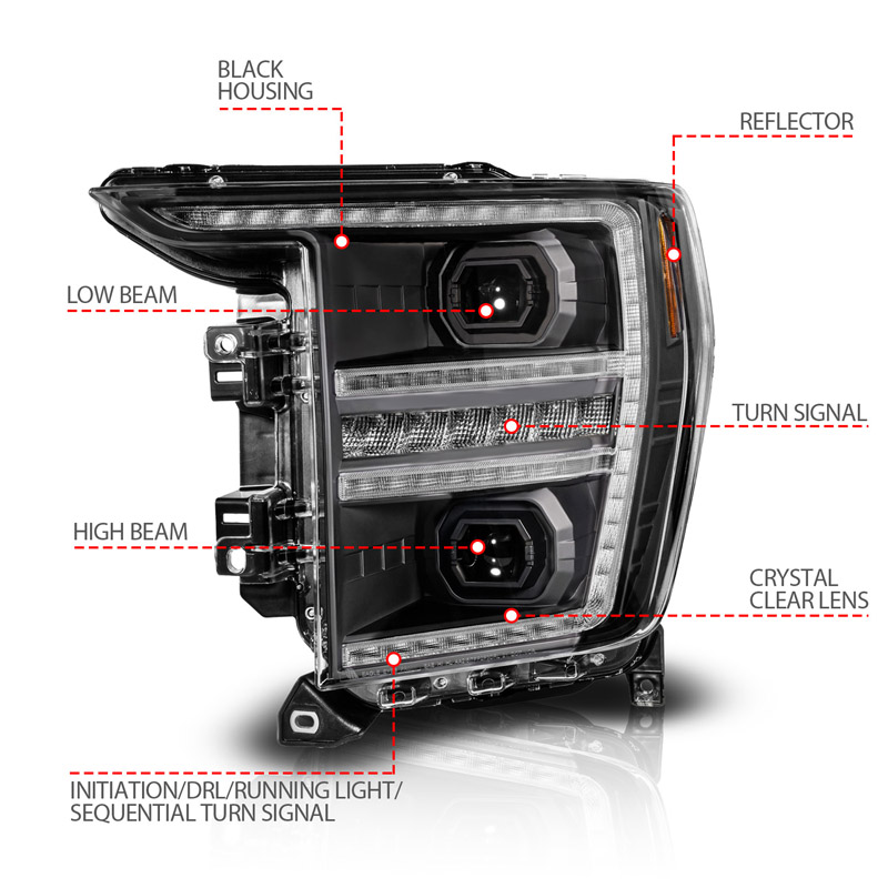 Anzo USA | LED Projector Headlights - F-150 XL / XLT 2021-2023