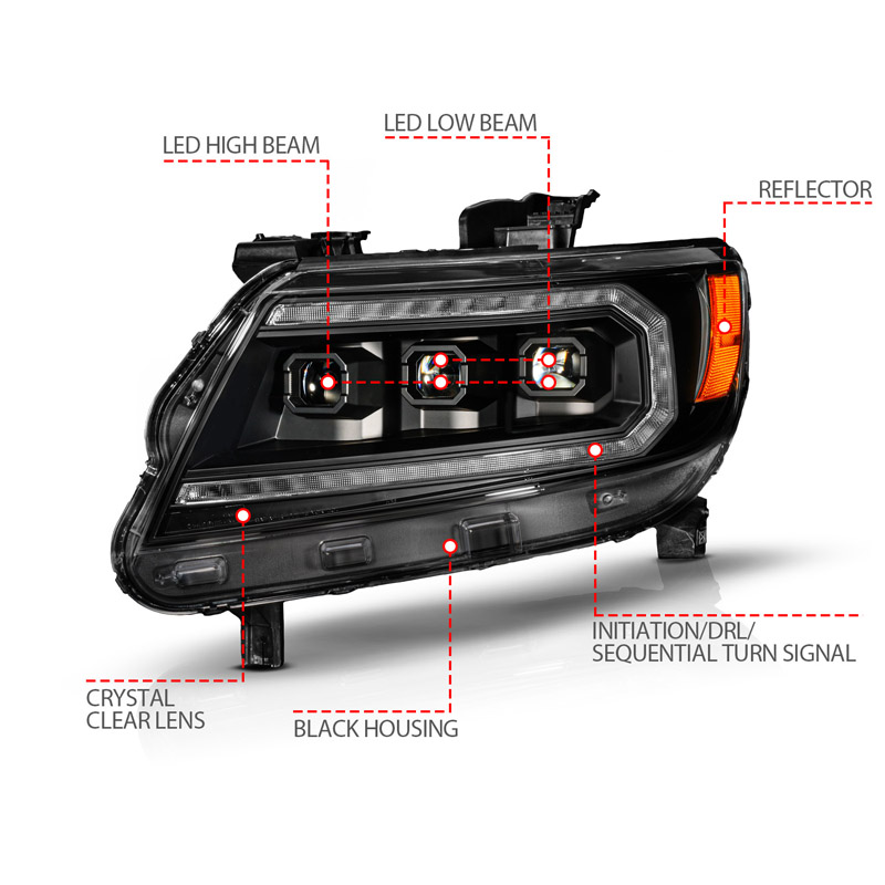 Anzo USA | LED Projector Headlight - Colorado 2.5L / 2.8L / 3.6L 2015-2022