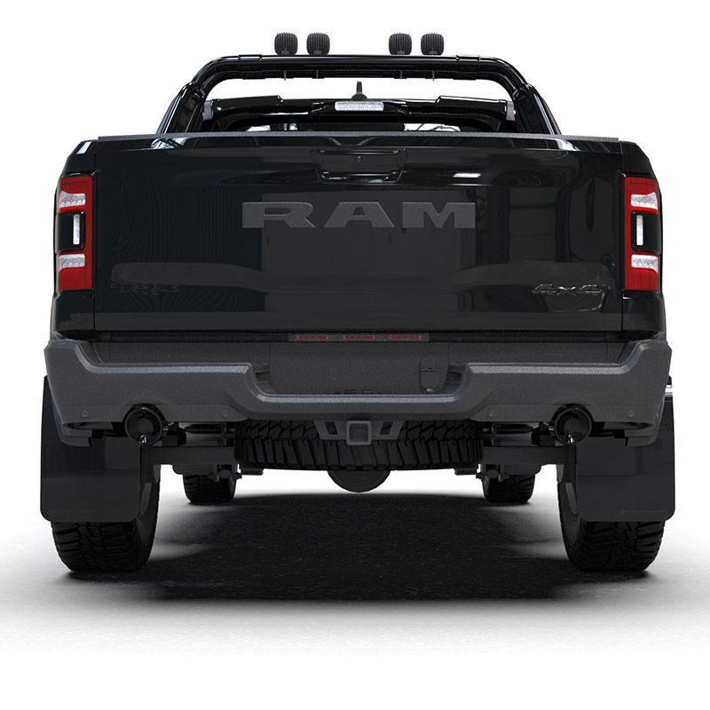 RallyArmor | Black UR Mud Flap Logo Metallic Black - Ram 1500 TRX / RHO 2021-2025
