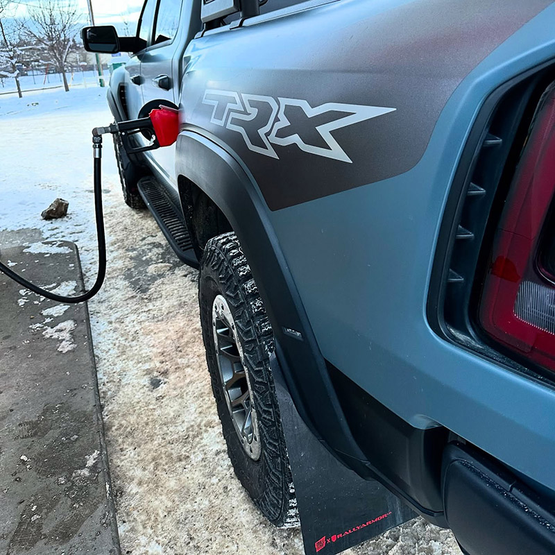 RallyArmor | Black UR Mud Flap Logo Metallic Black - Ram 1500 TRX / RHO 2021-2025