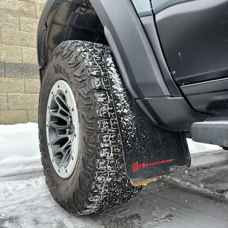 RallyArmor | Black UR Mud Flap Logo Metallic Black - Ram 1500 TRX / RHO 2021-2025