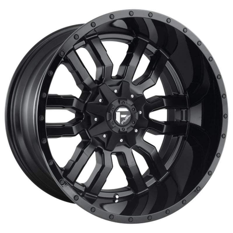 Fuel Off-Road | D596 SLEDGE 20x10.0 ET-18 - MATTE BLACK GLOSS BLACK LIP
