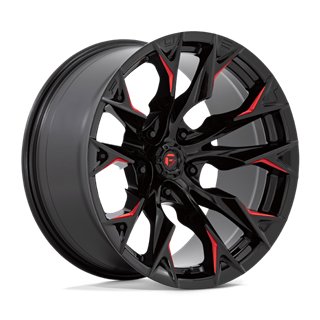 Fuel Off-Road | D823 FLAME 20x10.0 ET-18 - GLOSS BLACK MILLED W/ CANDY RED