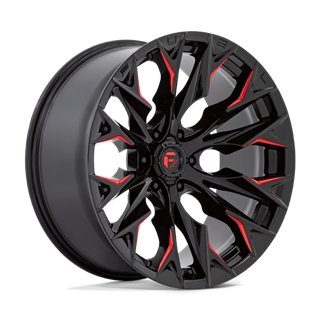 Fuel Off-Road | D823 FLAME 22x10.0 ET-18 - GLOSS BLACK MILLED W/ CANDY RED