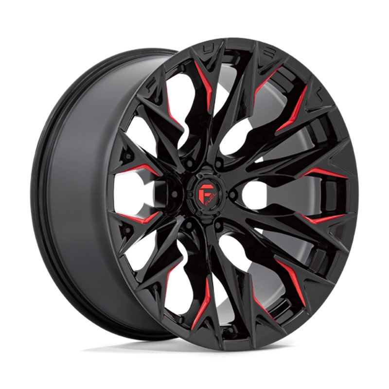Fuel Off-Road | D823 FLAME 22x10.0 ET-18 - GLOSS BLACK MILLED W/ CANDY RED
