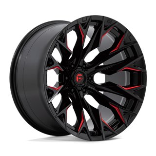 Fuel Off-Road | D823 FLAME 22x12.0 ET-44 - GLOSS BLACK MILLED W/ CANDY RED