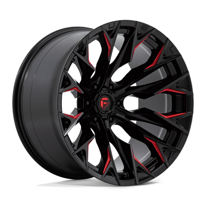 Fuel Off-Road | D823 FLAME 22x12.0 ET-44 - GLOSS BLACK MILLED W/ CANDY RED
