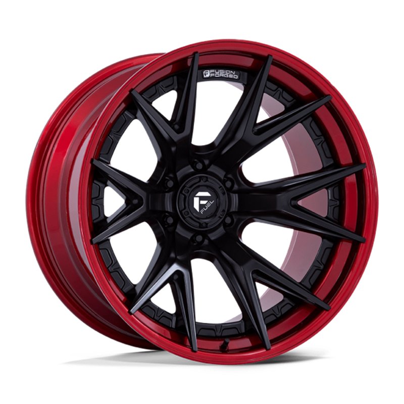 Fuel Off-Road | FC402 CATALYST 24x12.0 ET-44 - MATTE BLACK W/ CANDY RED LIP