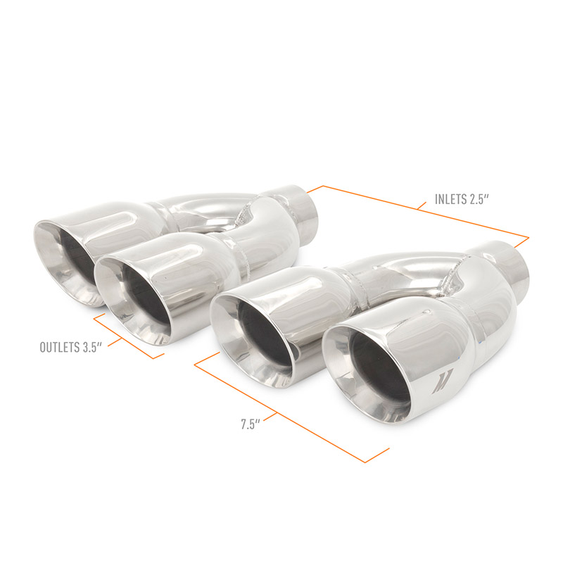 Mishimoto | Mishimoto Dual-Y Exhaust Tips, 2.5in Inlet, 3.5in Outlet