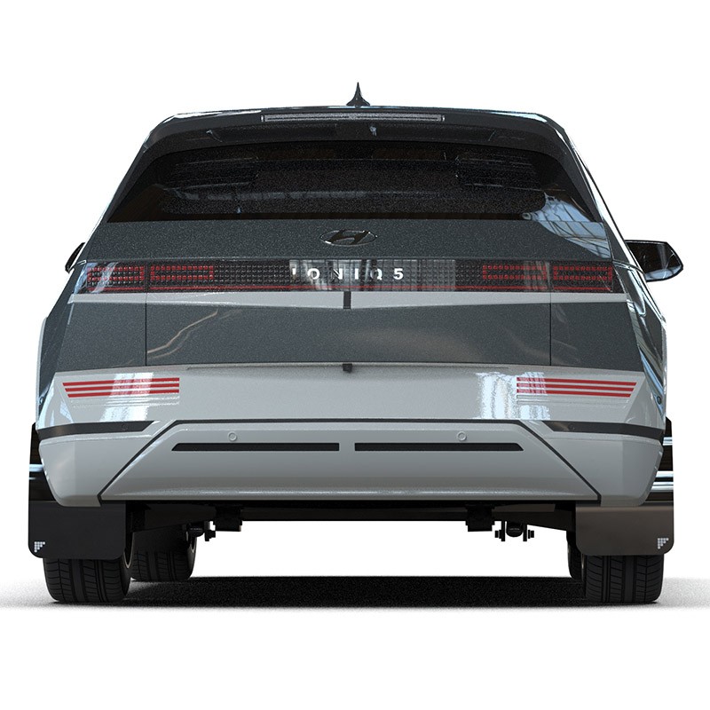RallyArmor | Black UR Mud Flap Silver Battery Logo - Ioniq 5 2025