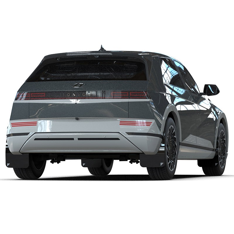RallyArmor | Black UR Mud Flap Silver Battery Logo - Ioniq 5 2025