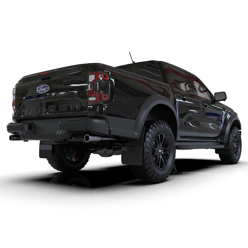 RallyArmor | Black UR Mud Flap Metallic Black Logo - Ranger Raptor 2024-2025
