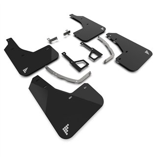 RallyArmor | Black UR Mud Flap Silver Battery Logo - Ioniq 5 XRT 2025
