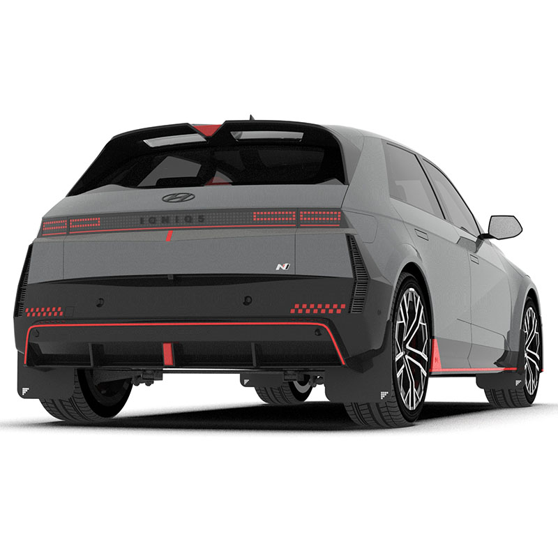 RallyArmor | Black UR Mud Flap Silver Battery Logo - Ioniq 5 N 2025