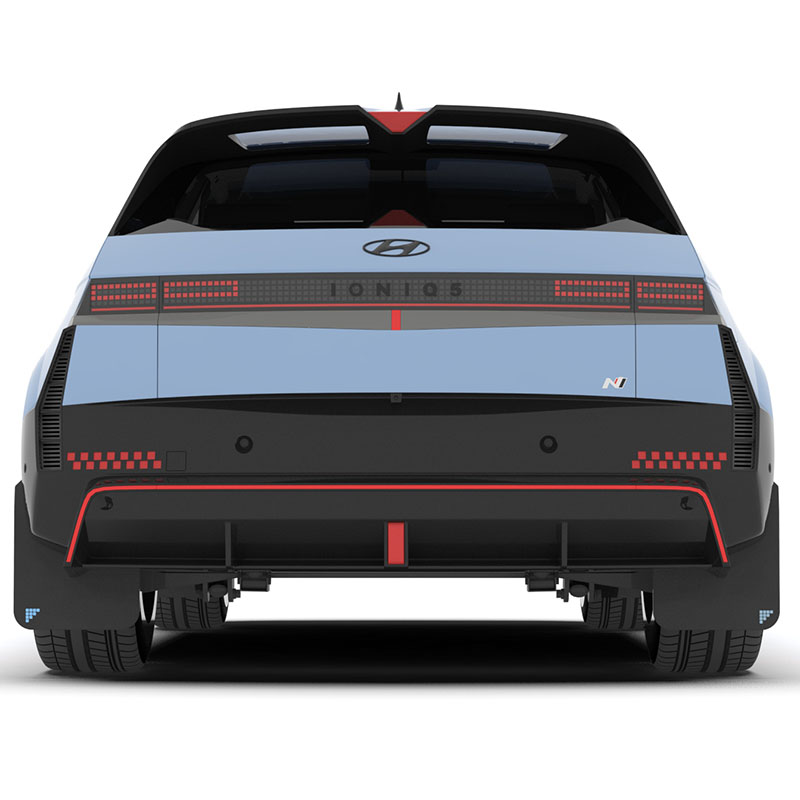 RallyArmor | Black UR Mud Flap Light Blue Battery Logo - Ioniq 5 N 2025