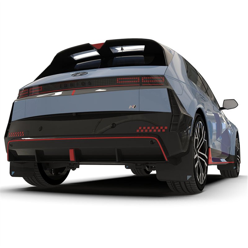 RallyArmor | Black UR Mud Flap Light Blue Battery Logo - Ioniq 5 N 2025