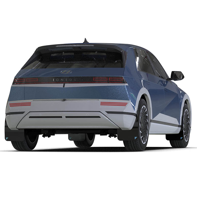RallyArmor | Black UR Mud Flap Light Blue Battery Logo - Ioniq 5 2022-2024
