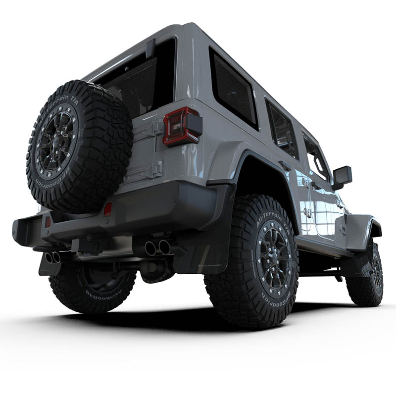 RallyArmor | Black UR Mud Flap Metallic Black Logo - Wrangler JL / 4xe Rubicon 2018-2025