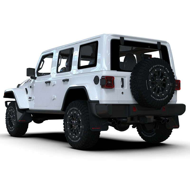 RallyArmor | Black UR Mud Flap Red Logo - Wrangler JL / 4xe Rubicon 2018-2025
