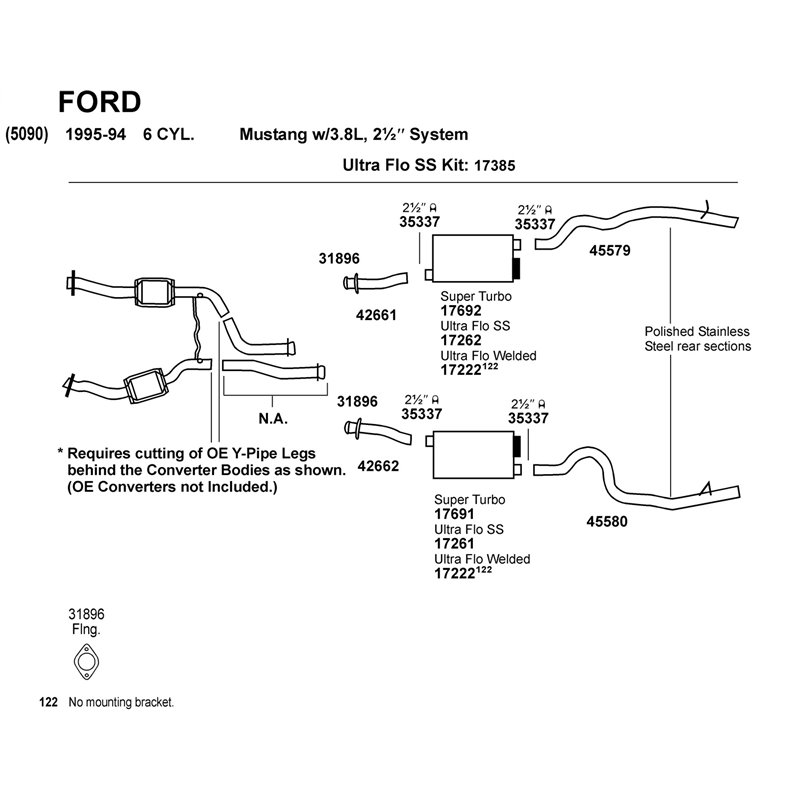 Dynomax | DynoMax Ultra-Flo Welded Muffler - Mustang / Wrangler (JK) 3.8L / 3.6L 1994-2018