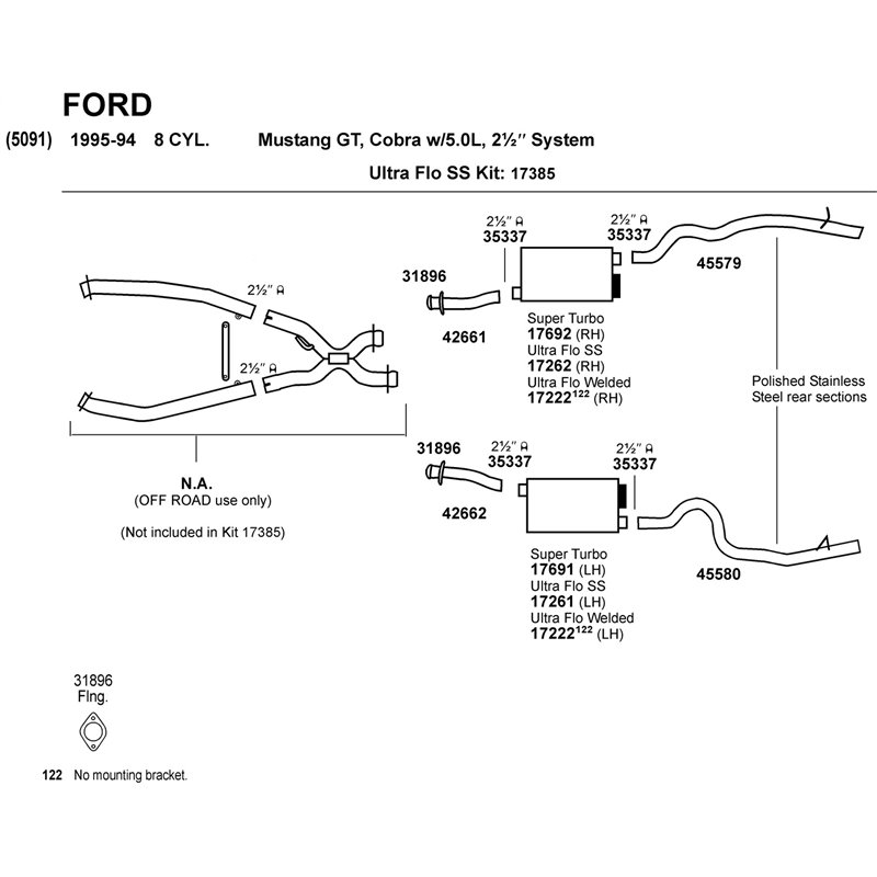 Dynomax | DynoMax Ultra-Flo Welded Muffler - Mustang / Wrangler (JK) 3.8L / 3.6L 1994-2018
