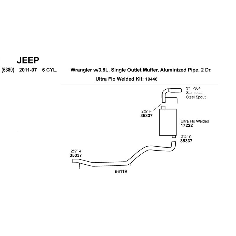 Dynomax | DynoMax Ultra-Flo Welded Muffler - Mustang / Wrangler (JK) 3.8L / 3.6L 1994-2018