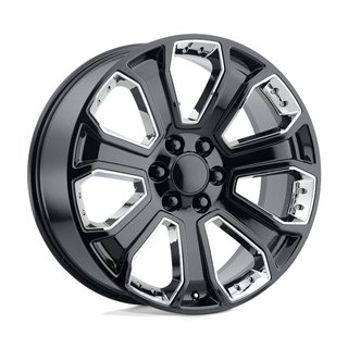Performance Replicas | PR113 22x9.0 ET24 - GLOSS BLACK W/ CHROME ACCENTS