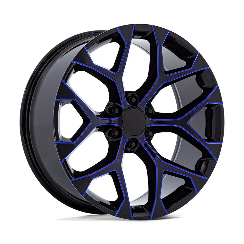 Performance Replicas | PR176 26x10.0 ET24 - GLOSS BLACK MACHINED W/ BLUE MILLING