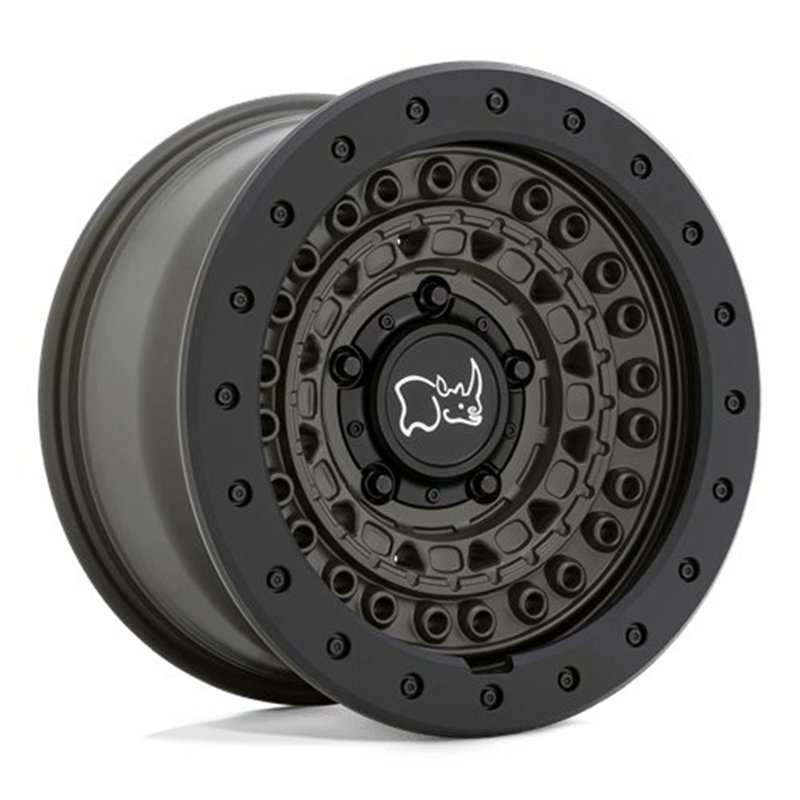 Black Rhino Hard Alloys | BARRICADE 17x8.5 ET-34 - OLIVE DRAB GREEN W/ BLACK ROCK GUARD