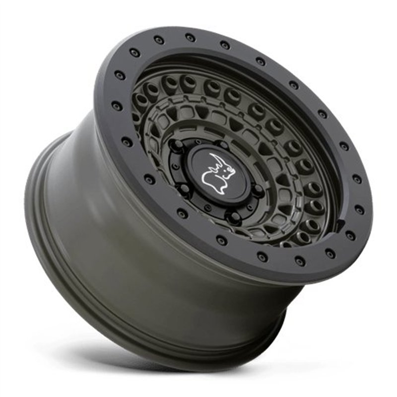 Black Rhino Hard Alloys | BARRICADE 17x8.5 ET-34 - OLIVE DRAB GREEN W/ BLACK ROCK GUARD