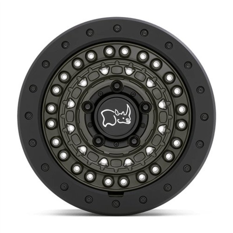 Black Rhino Hard Alloys | BARRICADE 17x8.5 ET0 - OLIVE DRAB GREEN W/ BLACK ROCK GUARD