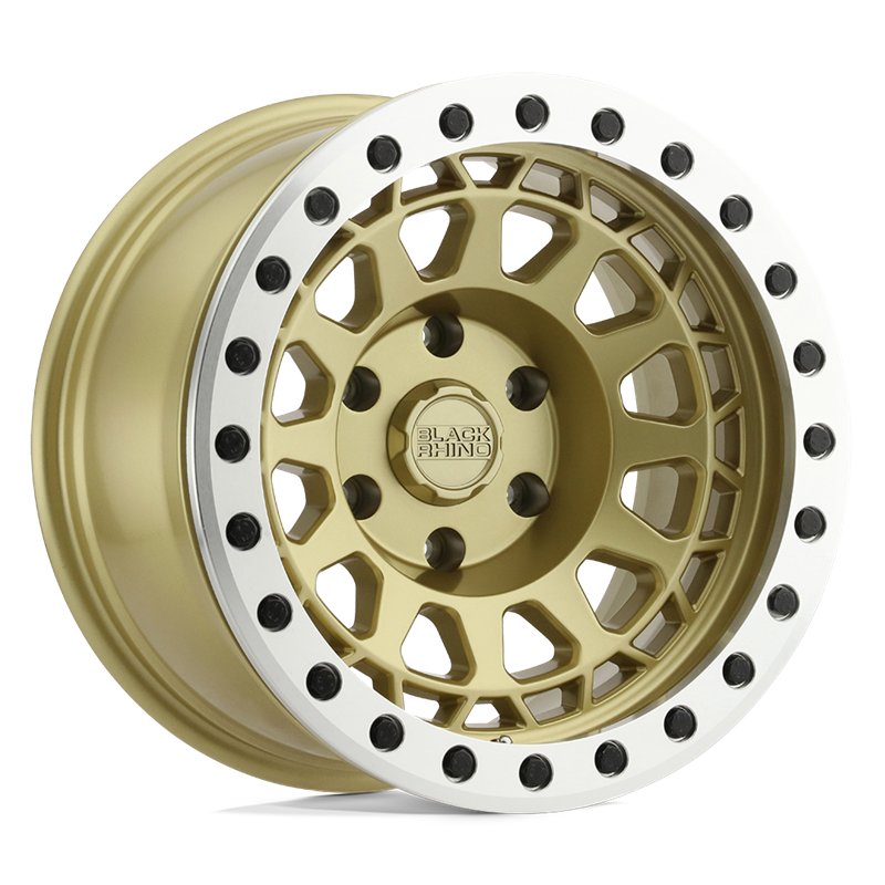 Black Rhino Hard Alloys | PRIMM BEADLOCK 17x8.5 ET-30 - MATTE GOLD WITH MACHINED RING