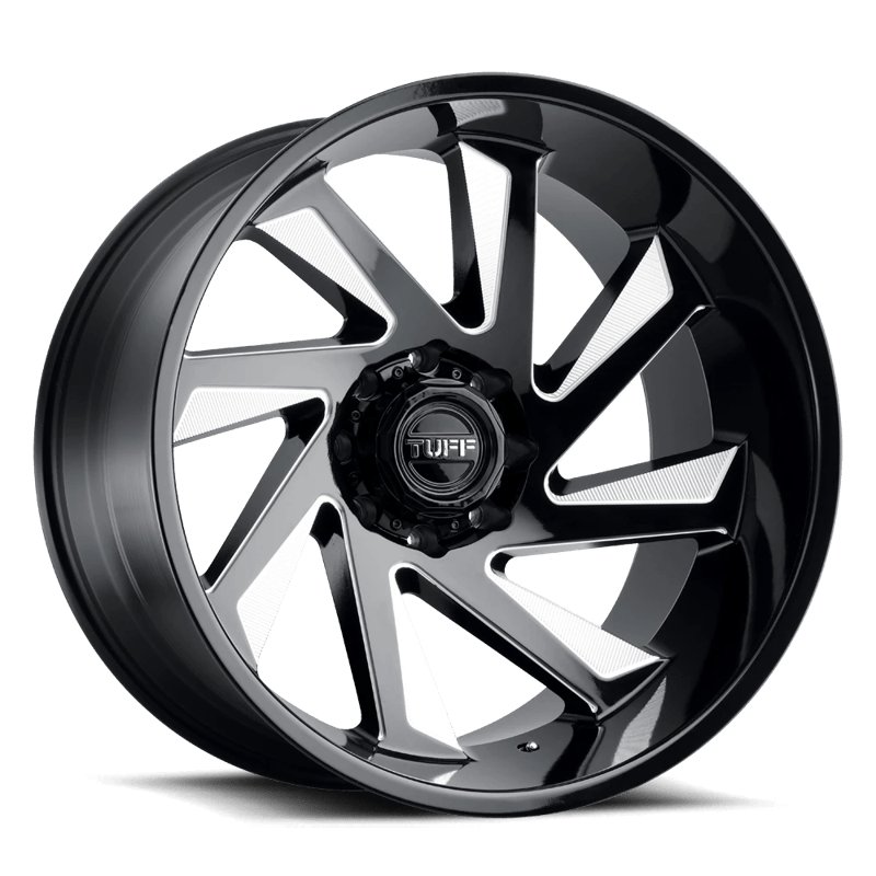 Tuff | T1B 20x10.0 ET-23 - GLOSS BLACK W/ MILLED SPOKES
