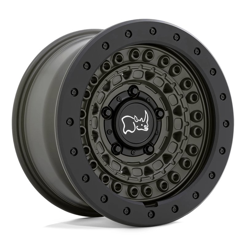 Black Rhino Hard Alloys | BARRICADE 20x9.0 ET10 - OLIVE DRAB GREEN W/ BLACK ROCK GUARD