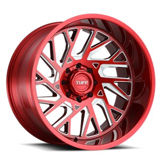 Tuff | T4B 22x12.0 ET-45 - CANDY RED W/ MILLED SPOKE